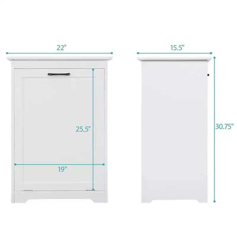 Sandinrayli 10 Gal. Tilt Out Trash Cabinet Laundry Hamper Kitchen Wooden Trash Can Holder Garbage Bin With Angle Adjustable Door