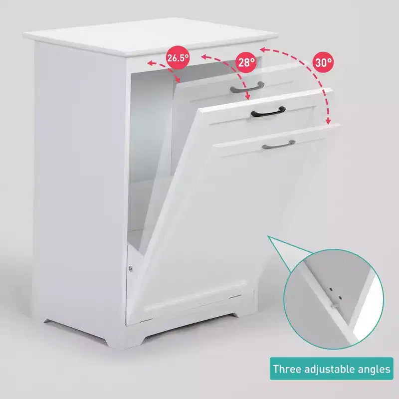 Sandinrayli 10 Gal. Tilt Out Trash Cabinet Laundry Hamper Kitchen Wooden Trash Can Holder Garbage Bin With Angle Adjustable Door
