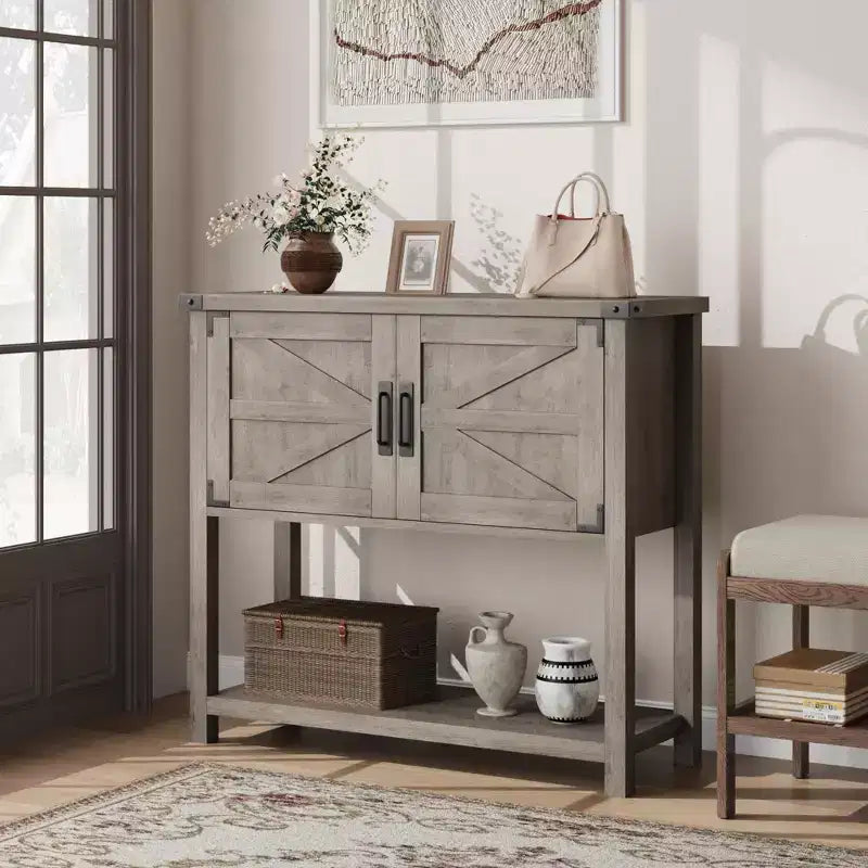 31 Entryway Console Table with Storage, Wooden Coffee Bar Cabinet, Narrow Sideboard Buffet Cabinet, Sofa Foyer Table for Entryway Hallway
