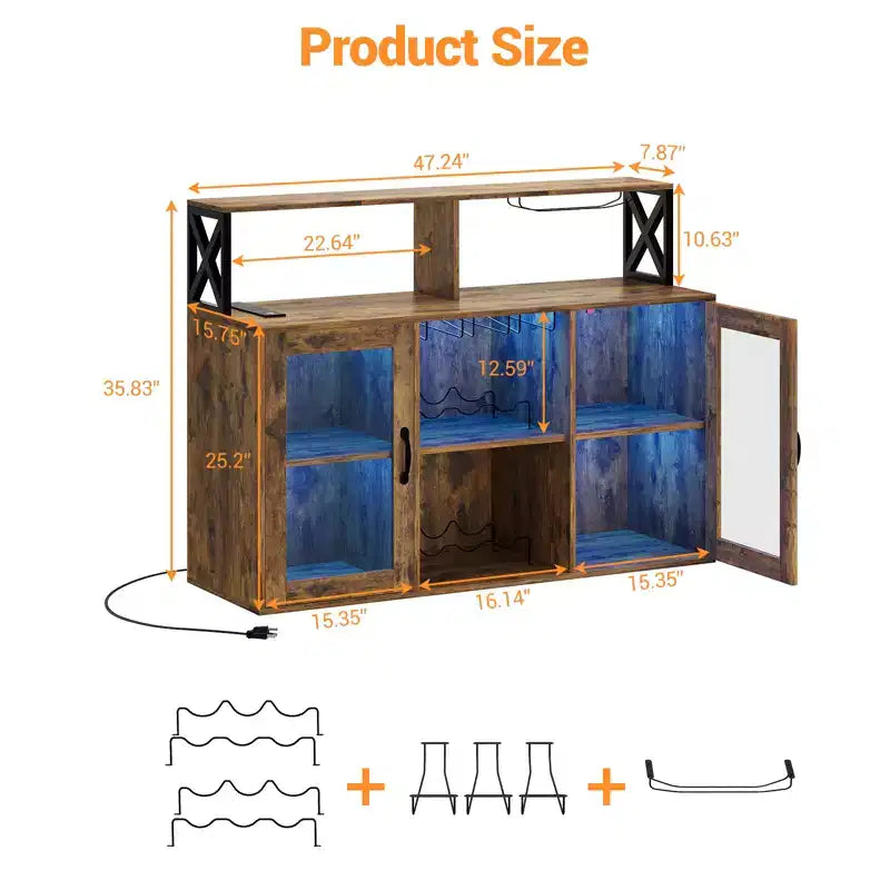 Wine Bar Cabinet with Wine Rack, Modern Coffee Bar Cabinet with Storage Shelf, Liquor Cabinet Bar, Sideboard Buffet Cabinet for Kitchen