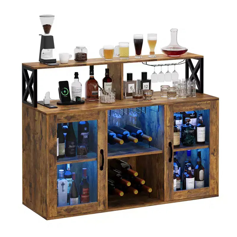 Wine Bar Cabinet with Wine Rack, Modern Coffee Bar Cabinet with Storage Shelf, Liquor Cabinet Bar, Sideboard Buffet Cabinet for Kitchen