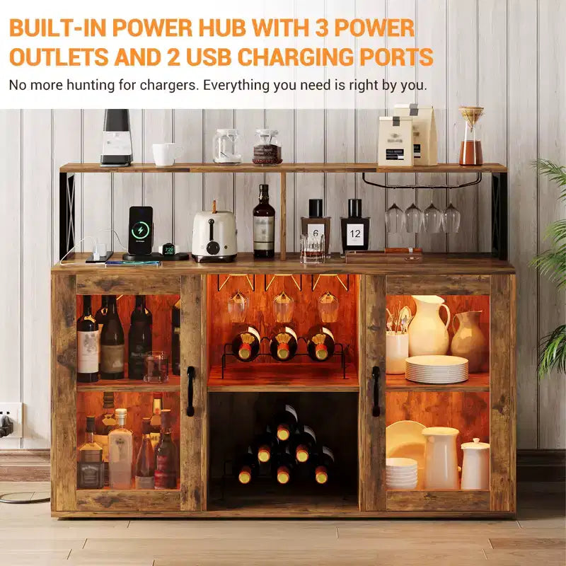 Wine Bar Cabinet with Wine Rack, Modern Coffee Bar Cabinet with Storage Shelf, Liquor Cabinet Bar, Sideboard Buffet Cabinet for Kitchen