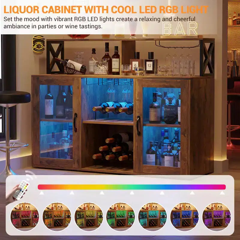 Wine Bar Cabinet with Wine Rack, Modern Coffee Bar Cabinet with Storage Shelf, Liquor Cabinet Bar, Sideboard Buffet Cabinet for Kitchen