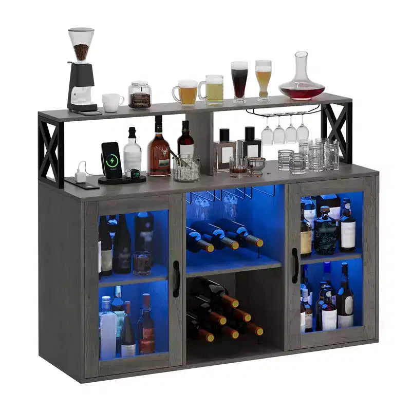 Wine Bar Cabinet with Wine Rack, Modern Coffee Bar Cabinet with Storage Shelf, Liquor Cabinet Bar, Sideboard Buffet Cabinet for Kitchen