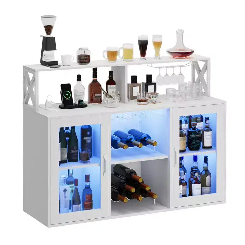 Wine Bar Cabinet with Wine Rack, Modern Coffee Bar Cabinet with Storage Shelf, Liquor Cabinet Bar, Sideboard Buffet Cabinet for Kitchen