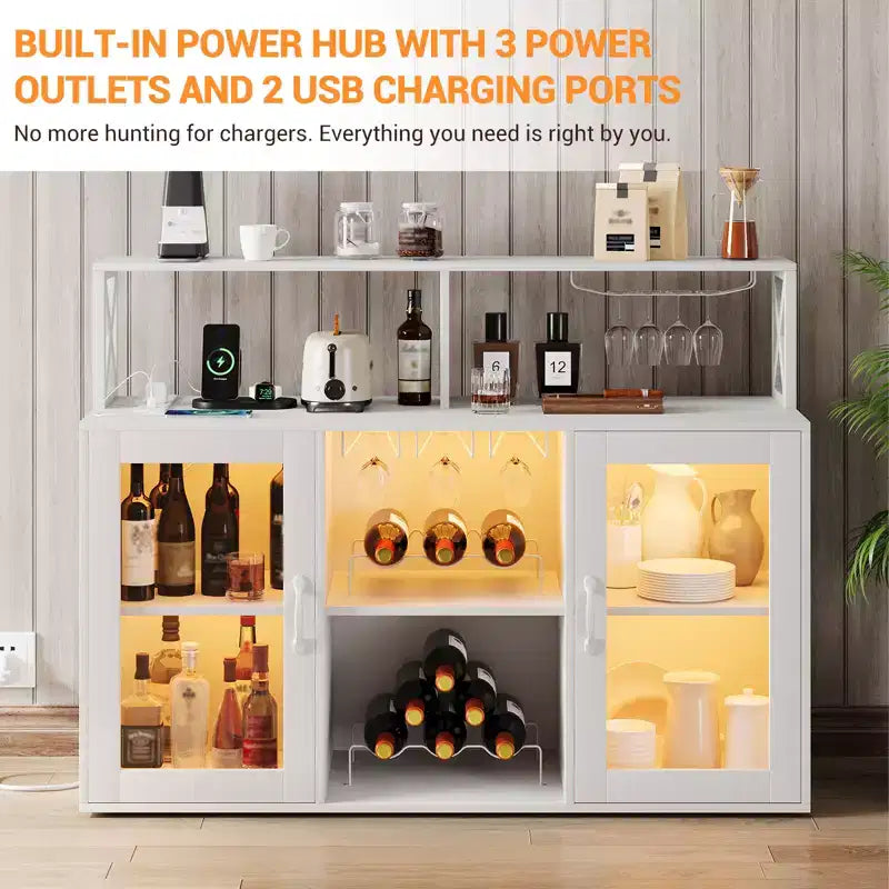 Wine Bar Cabinet with Wine Rack, Modern Coffee Bar Cabinet with Storage Shelf, Liquor Cabinet Bar, Sideboard Buffet Cabinet for Kitchen