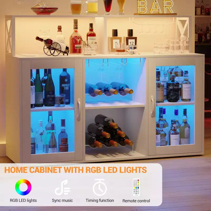 Wine Bar Cabinet with Wine Rack, Modern Coffee Bar Cabinet with Storage Shelf, Liquor Cabinet Bar, Sideboard Buffet Cabinet for Kitchen