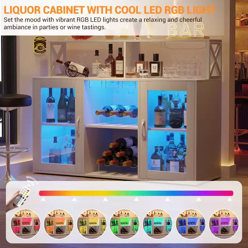 Wine Bar Cabinet with Wine Rack, Modern Coffee Bar Cabinet with Storage Shelf, Liquor Cabinet Bar, Sideboard Buffet Cabinet for Kitchen