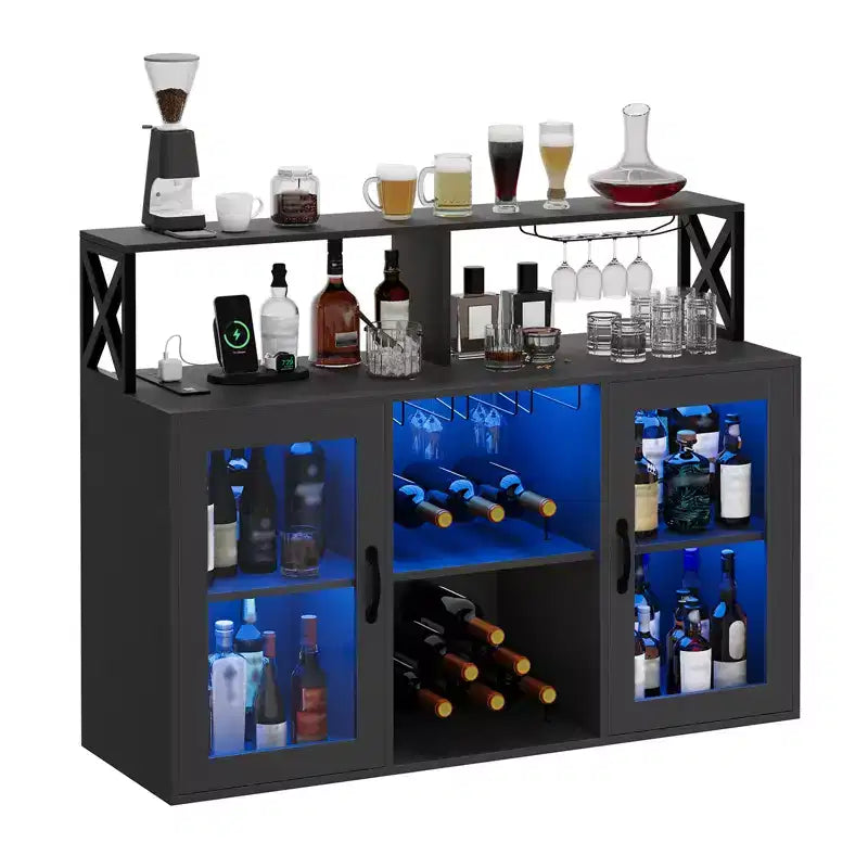 Wine Bar Cabinet with Wine Rack, Modern Coffee Bar Cabinet with Storage Shelf, Liquor Cabinet Bar, Sideboard Buffet Cabinet for Kitchen