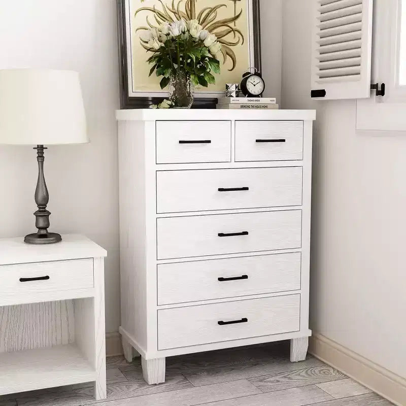 Dresser for Bedroom with 6 Drawers, 45 Tall Grey Chests of Drawers with Storage, Large Drawer Dresser for Closet, Wooden Storage Cabinet for Entryway