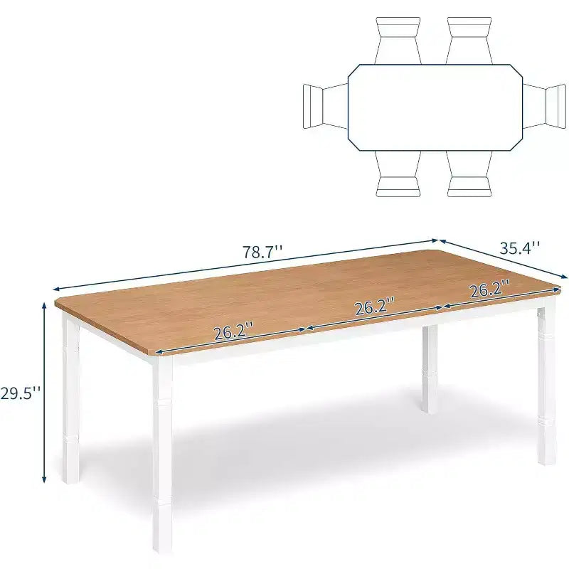 78.7 Farmhouse Dining Table for 6-8 People - Industrial Kitchen Table with Metal Frame & Chamfered Corners, for Dining Room, Small Space