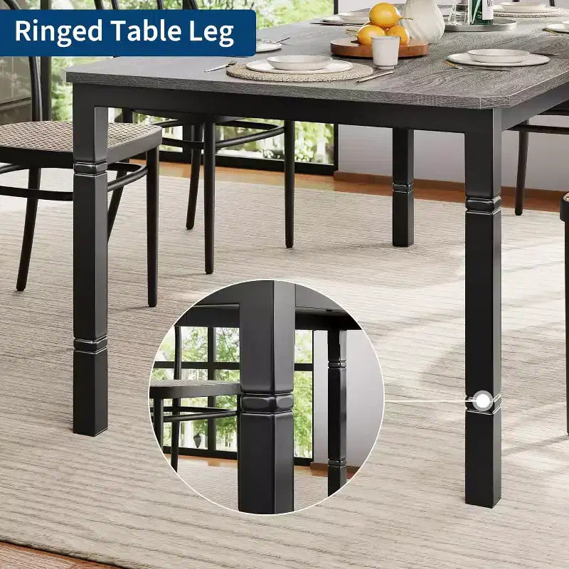 78.7 Farmhouse Dining Table for 6-8 People - Industrial Kitchen Table with Metal Frame & Chamfered Corners, for Dining Room, Small Space