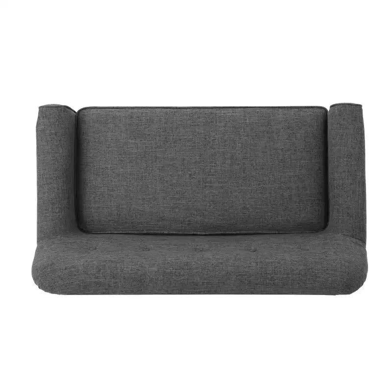 GDFStudio Halima Mid-Century Modern Tufted Loveseat with Rolled Arms and Splayed Rubberwood Legs