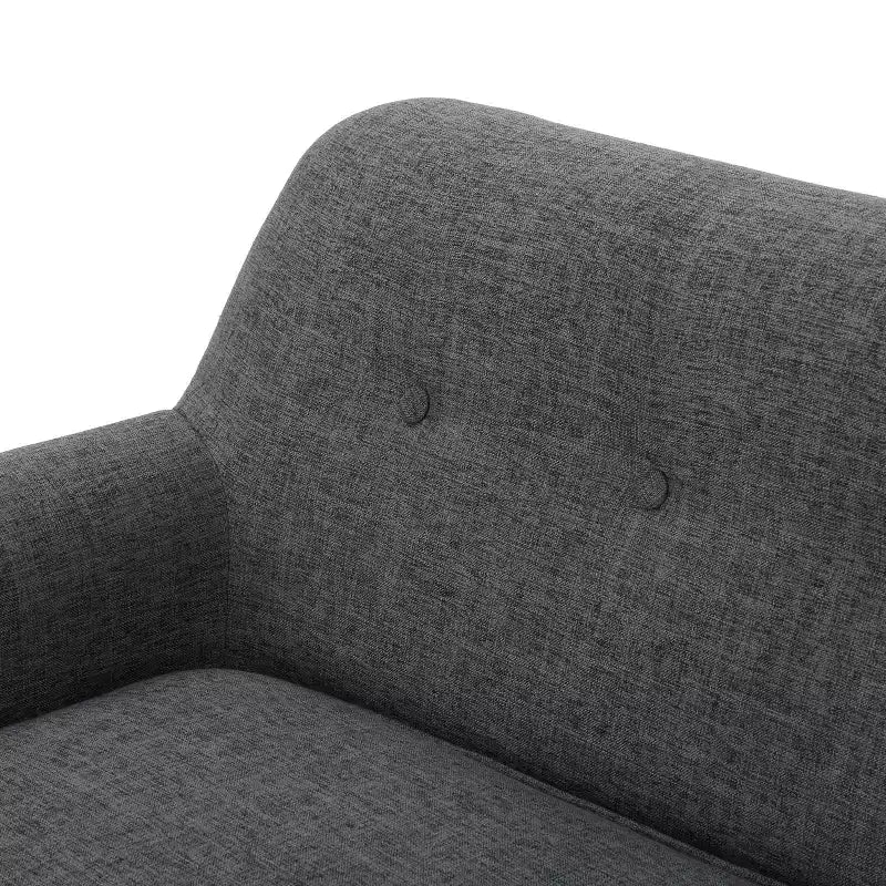 GDFStudio Halima Mid-Century Modern Tufted Loveseat with Rolled Arms and Splayed Rubberwood Legs