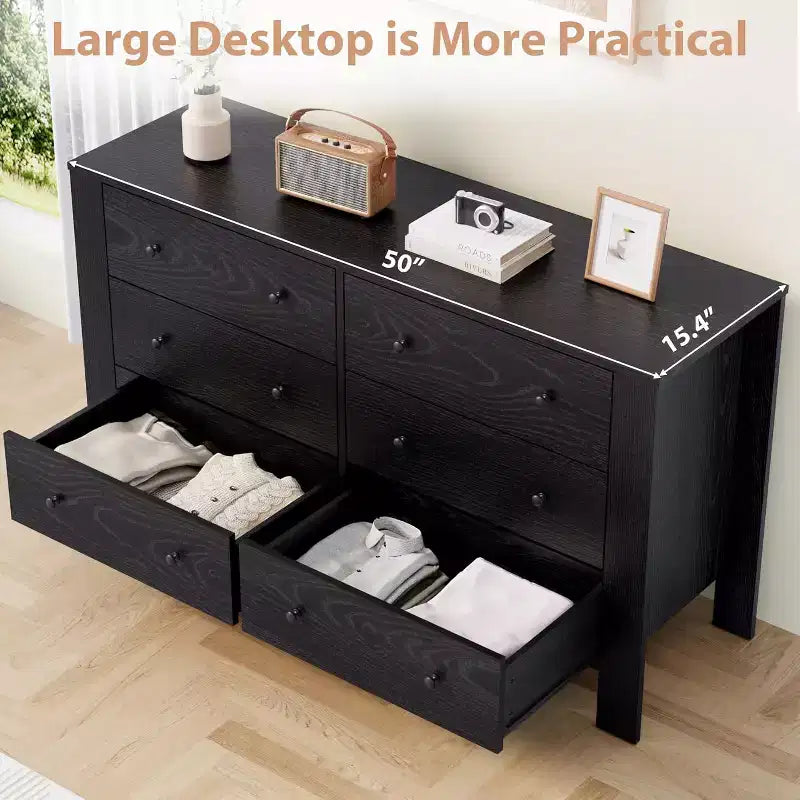 Garvee 6 Drawer Dresser for Bedroom, Closet Chest with Sturdy Handles, Wooden Dresser Storage Organizer for Living Room, Nursery, Entryway