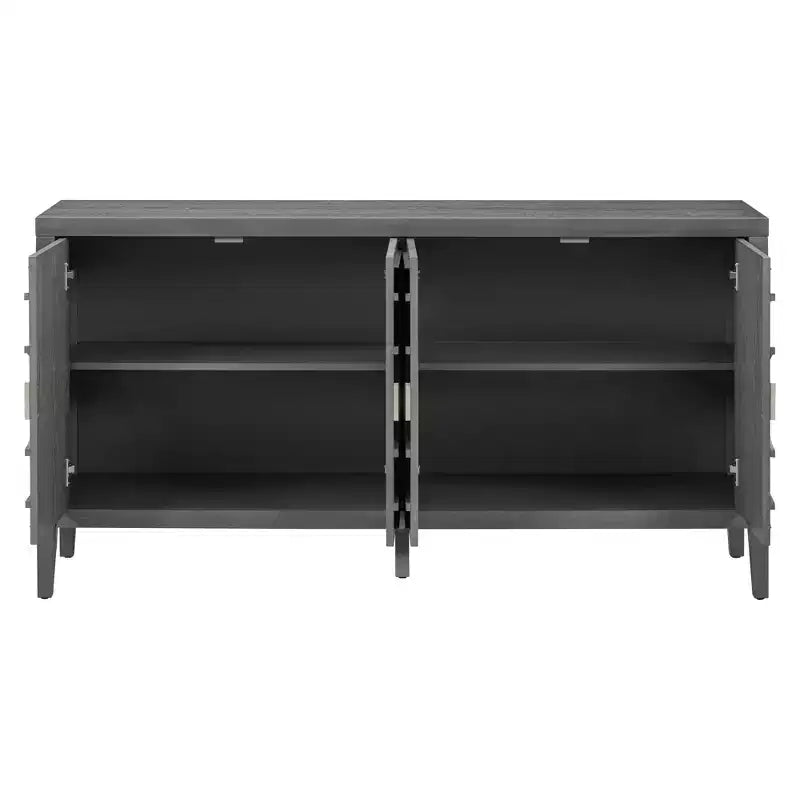MAYEERTY Retro Sideboard Door with Circular Groove Design Round Metal Door Handle for Entrance Dining Room Gray