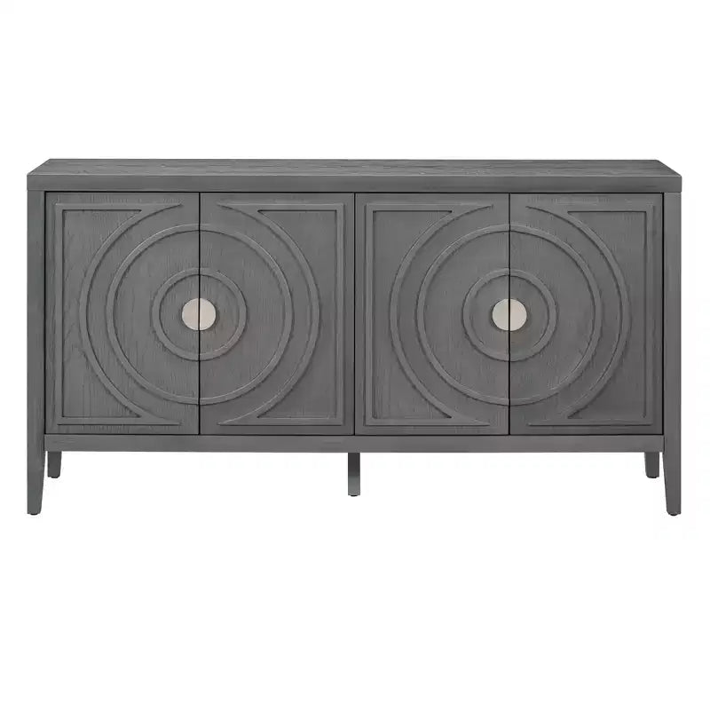 MAYEERTY Retro Sideboard Door with Circular Groove Design Round Metal Door Handle for Entrance Dining Room Gray