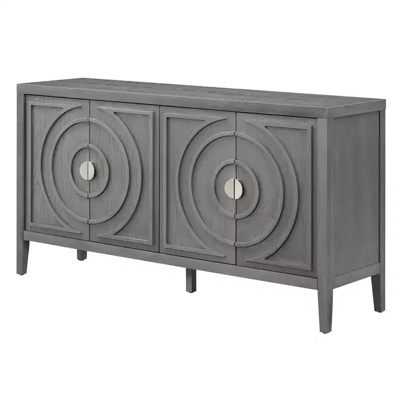MAYEERTY Retro Sideboard Door with Circular Groove Design Round Metal Door Handle for Entrance Dining Room Gray