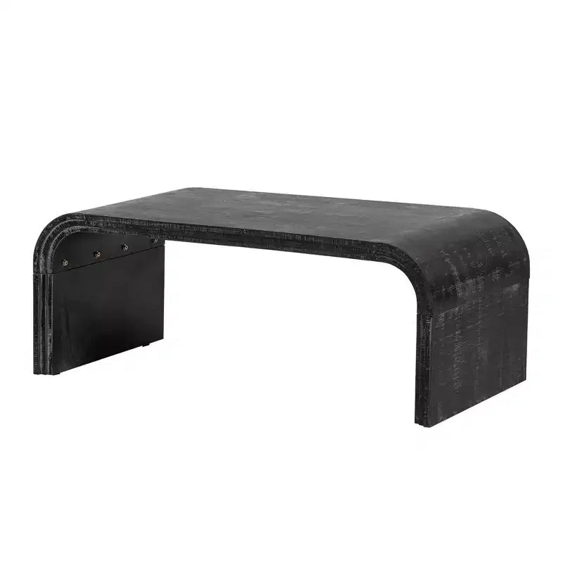 MAYEERTY Coffee Table with Curved Art Deco Design for Living Room or Dining Room Antique Black