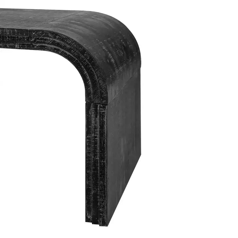 MAYEERTY Coffee Table with Curved Art Deco Design for Living Room or Dining Room Antique Black