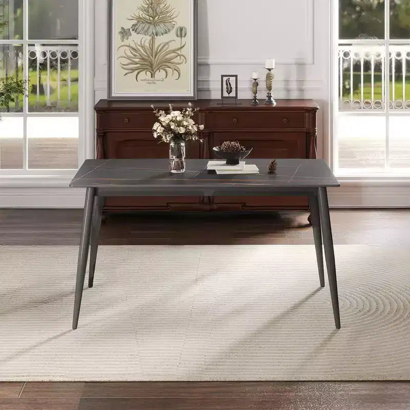 Okak 55.12 Modern Dining Table with Metal Leg for 6 Artificial Stone Kitchen Table for Kitchen, Dining Room