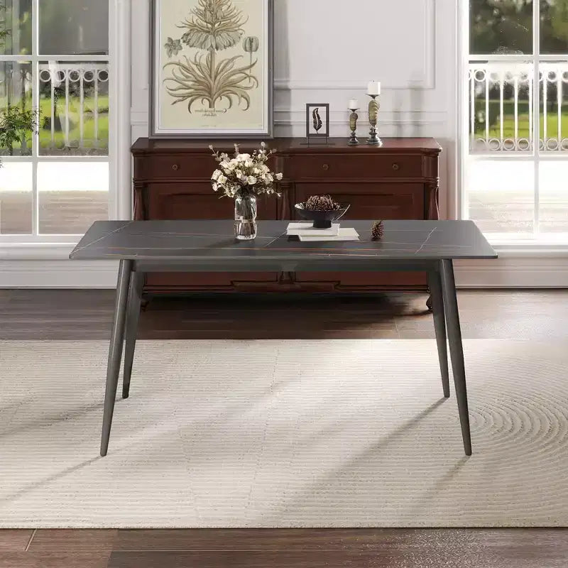 Okak 55.12 Modern Dining Table with Metal Leg for 6 Artificial Stone Kitchen Table for Kitchen, Dining Room