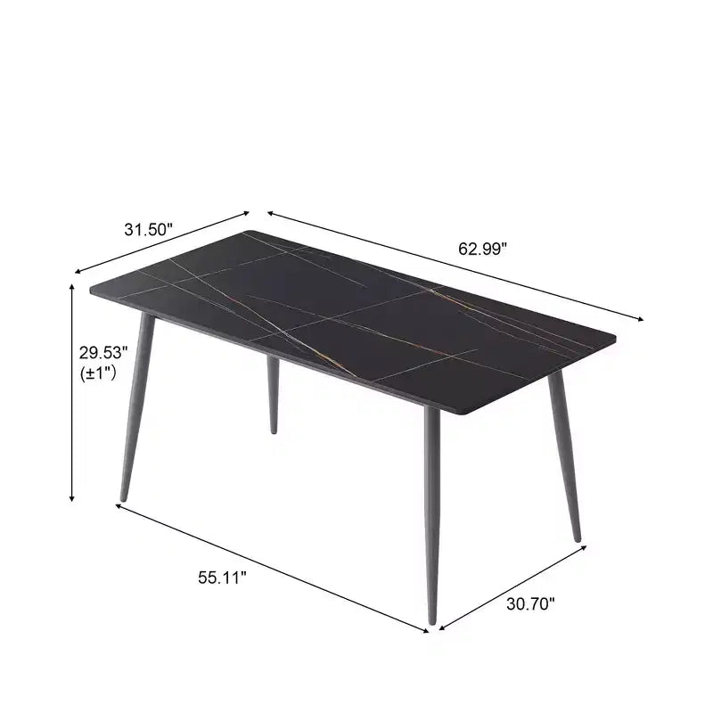 Okak 55.12 Modern Dining Table with Metal Leg for 6 Artificial Stone Kitchen Table for Kitchen, Dining Room