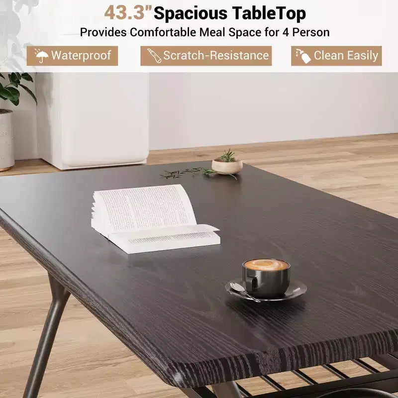 Counter Height Dining Set for 4 - Space Saving Rectangular Table with Storage & Velvet Chairs