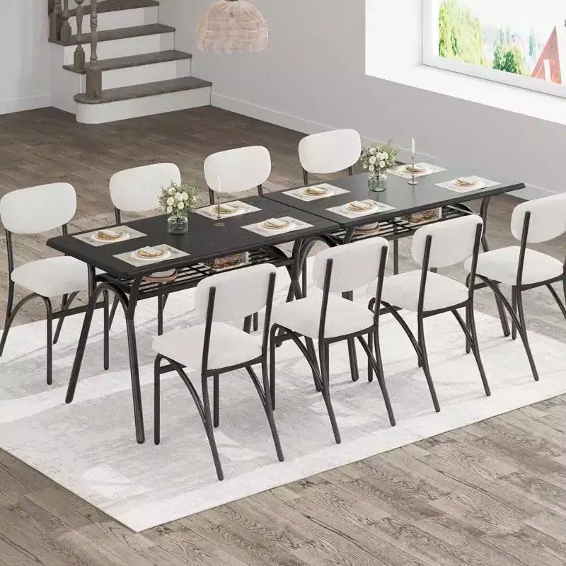 Counter Height Dining Set for 4 - Space Saving Rectangular Table with Storage & Velvet Chairs