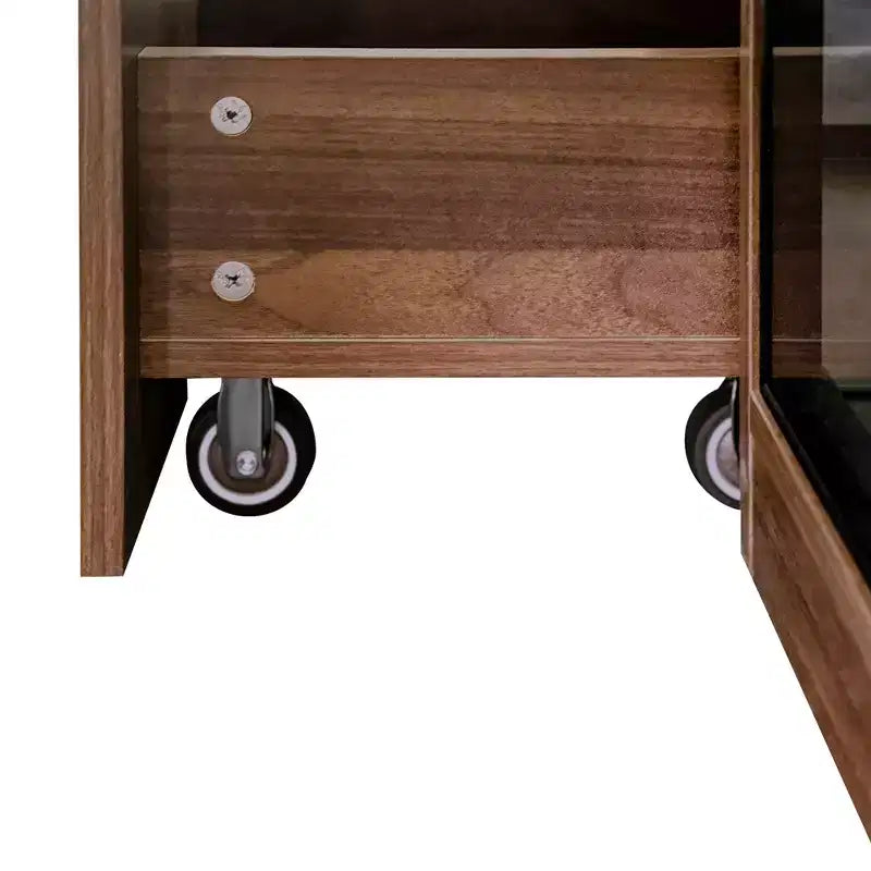 GDFStudio Genevieve Rustic Wooden 70 Display Cabinet with Glass Doors and Lights
