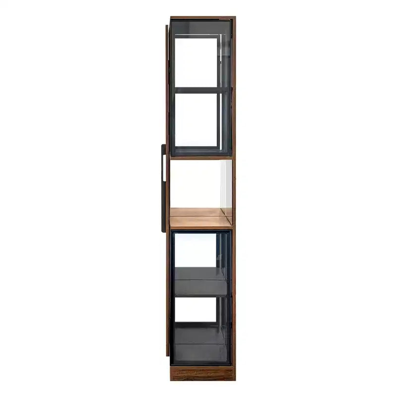 GDFStudio Genevieve Rustic Wooden 70 Display Cabinet with Glass Doors and Lights
