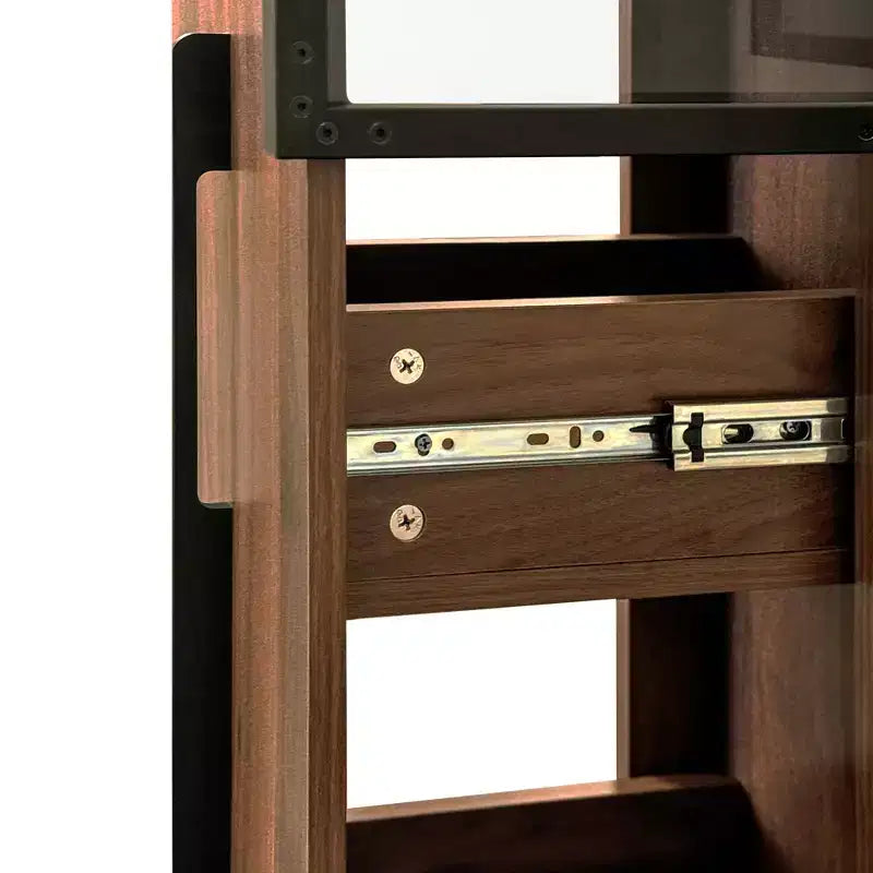 GDFStudio Genevieve Rustic Wooden 70 Display Cabinet with Glass Doors and Lights