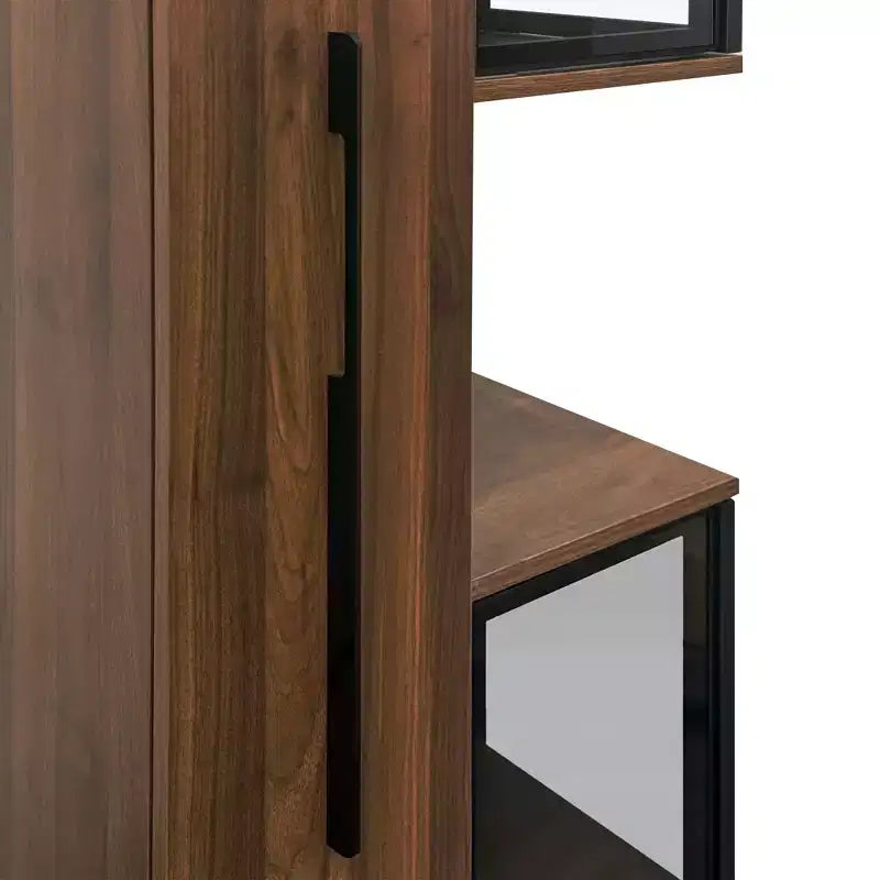 GDFStudio Genevieve Rustic Wooden 70 Display Cabinet with Glass Doors and Lights