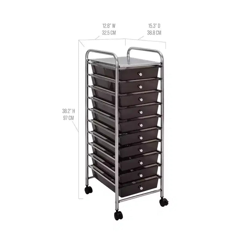 Seville Classics 10-Drawer Organizer Rolling Storage Cart