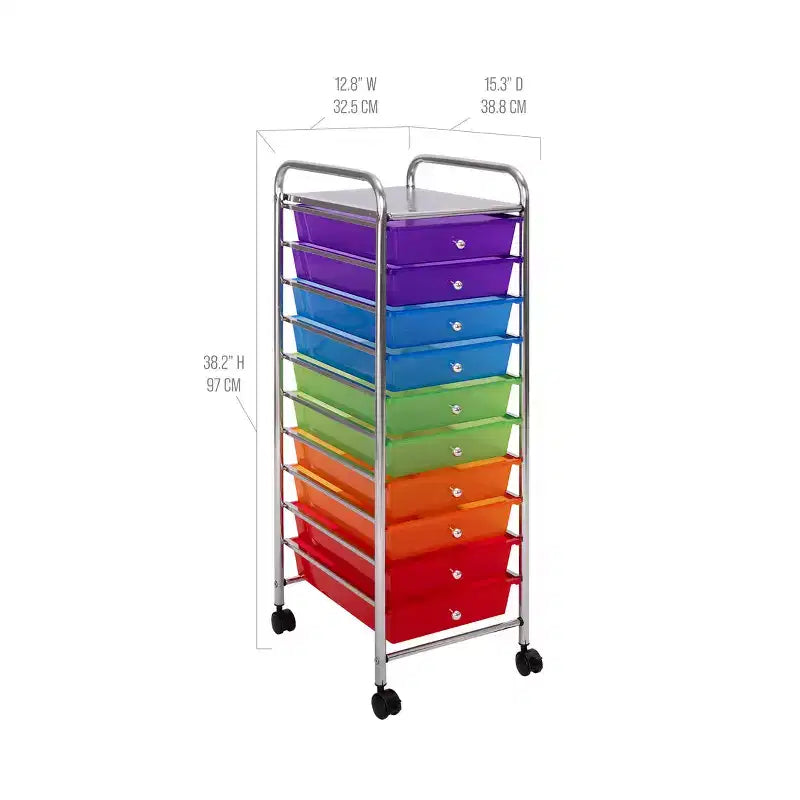 Seville Classics 10-Drawer Organizer Rolling Storage Cart