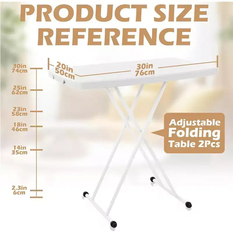 Small Camping Personal Folding Table, Lightweight Portable Folding Desk, Heavy Duty Utility Table, Adjustable Height Small Plastic Table for Camping