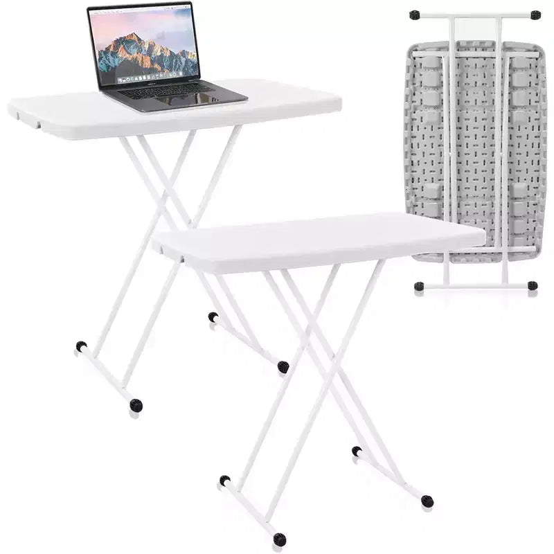 Small Camping Personal Folding Table, Lightweight Portable Folding Desk, Heavy Duty Utility Table, Adjustable Height Small Plastic Table for Camping