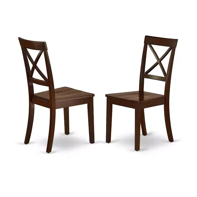 HomeStock Belmont 5Pc Square 36 Dining Table And 4 Wood Seat Dining Chairs, Mahogany