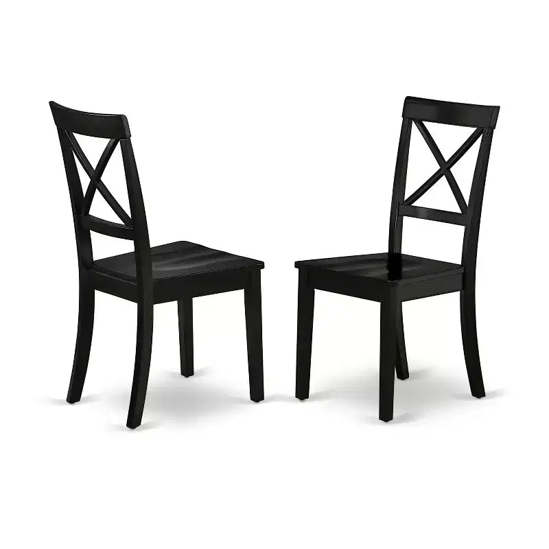 HomeStock Belmont 5Pc Round 42 Dining Room Table And 4 Wood Seat Kitchen Chairs, Black