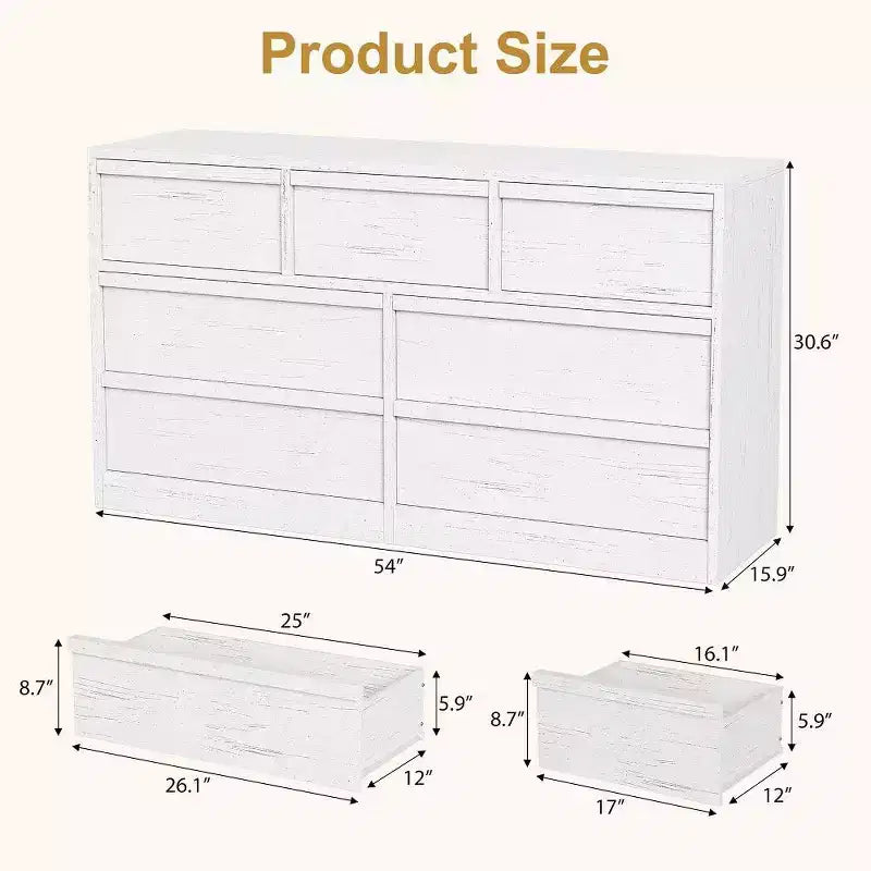 Modern Double Dresser Organizer with 6/ 7 /8 Drawers, Wooden Chest of Drawers for Living Room, Hallway, Entryway, Office