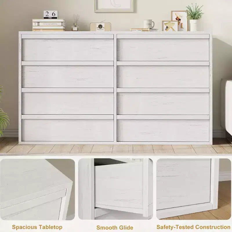Modern Double Dresser Organizer with 6/ 7 /8 Drawers, Wooden Chest of Drawers for Living Room, Hallway, Entryway, Office