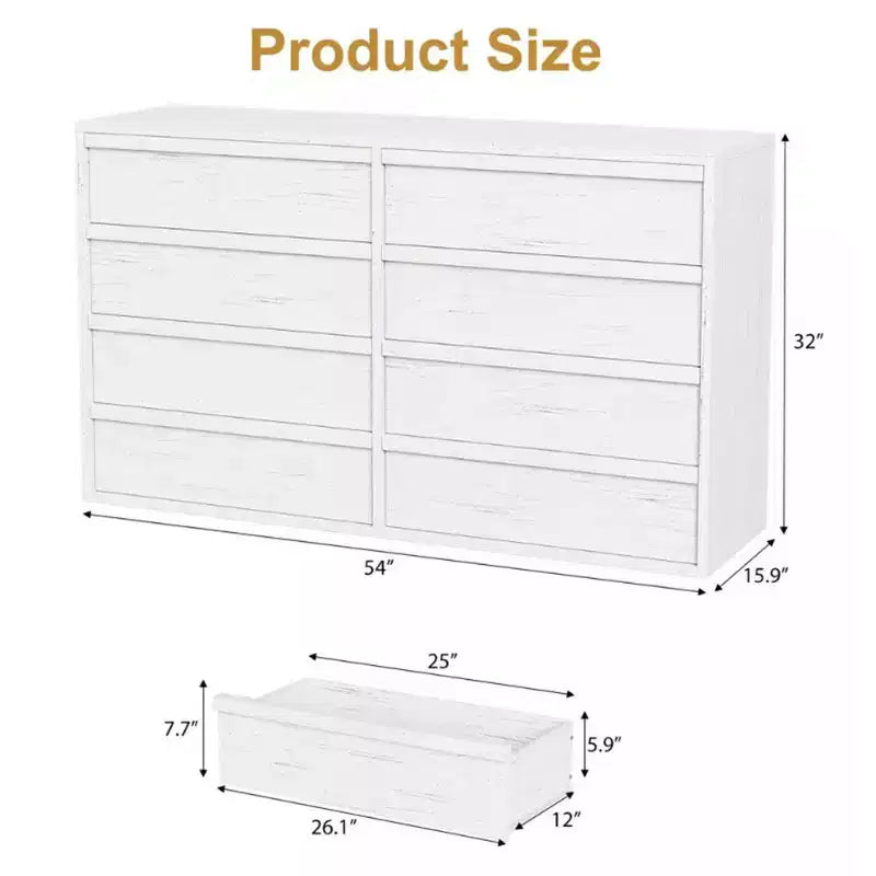 Modern Double Dresser Organizer with 6/ 7 /8 Drawers, Wooden Chest of Drawers for Living Room, Hallway, Entryway, Office