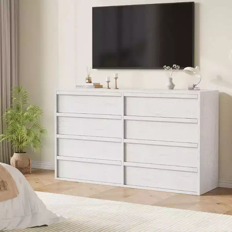 Modern Double Dresser Organizer with 6/ 7 /8 Drawers, Wooden Chest of Drawers for Living Room, Hallway, Entryway, Office