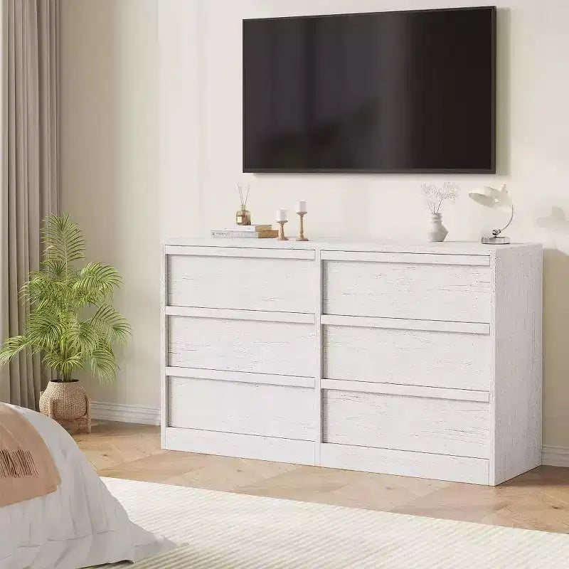 Modern Double Dresser Organizer with 6/ 7 /8 Drawers, Wooden Chest of Drawers for Living Room, Hallway, Entryway, Office