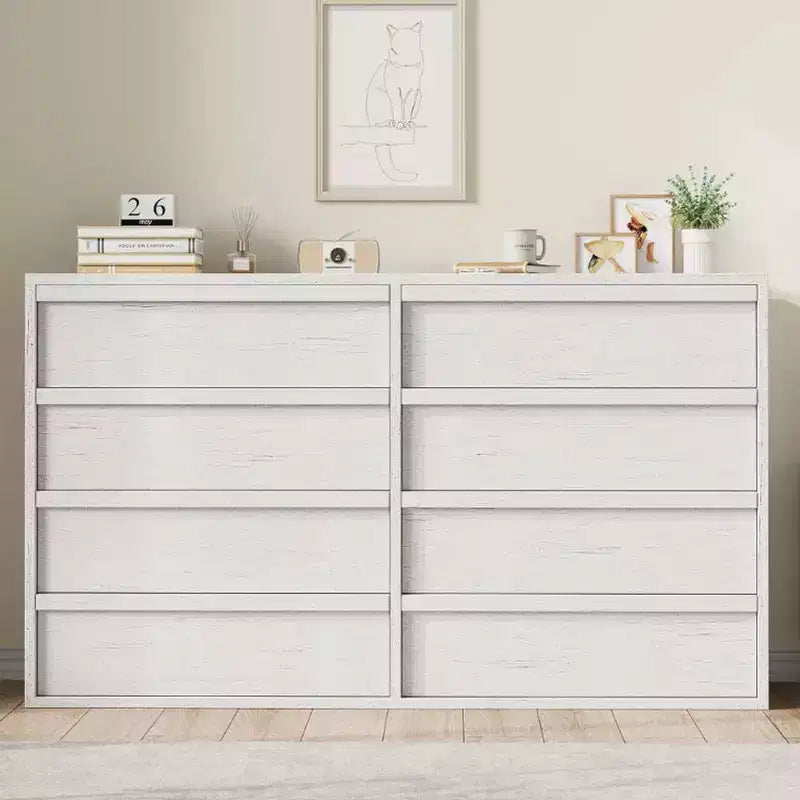 Modern Double Dresser Organizer with 6/ 7 /8 Drawers, Wooden Chest of Drawers for Living Room, Hallway, Entryway, Office