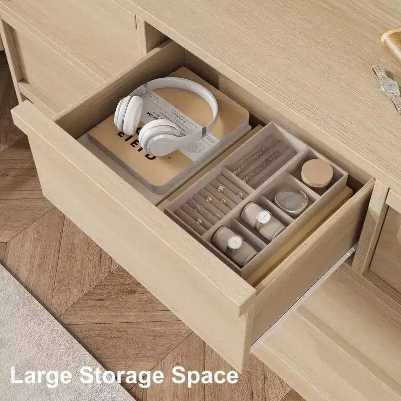 Modern Double Dresser Organizer with 6/ 7 /8 Drawers, Wooden Chest of Drawers for Living Room, Hallway, Entryway, Office