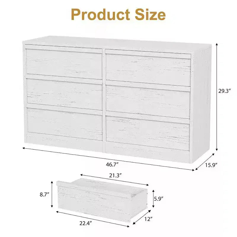 Modern Double Dresser Organizer with 6/ 7 /8 Drawers, Wooden Chest of Drawers for Living Room, Hallway, Entryway, Office