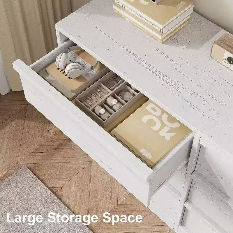 Modern Double Dresser Organizer with 6/ 7 /8 Drawers, Wooden Chest of Drawers for Living Room, Hallway, Entryway, Office