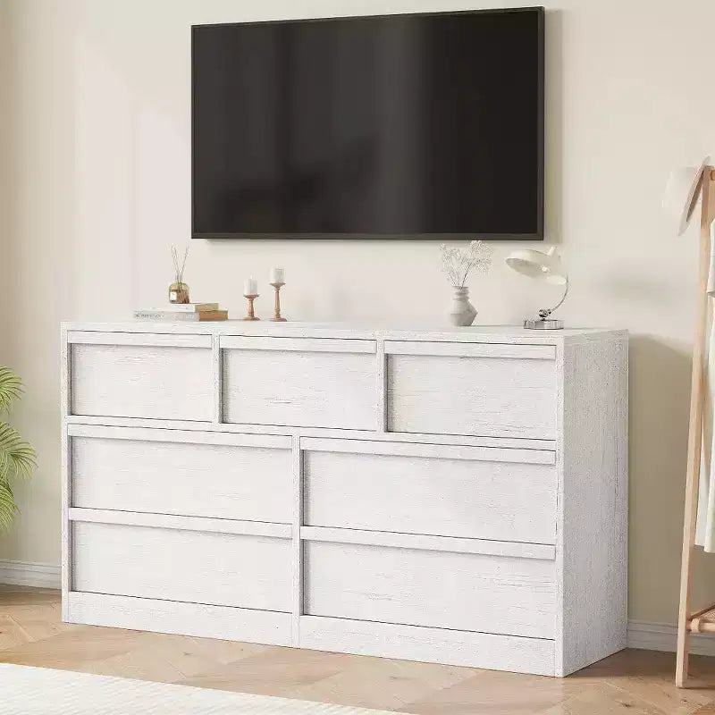 Modern Double Dresser Organizer with 6/ 7 /8 Drawers, Wooden Chest of Drawers for Living Room, Hallway, Entryway, Office