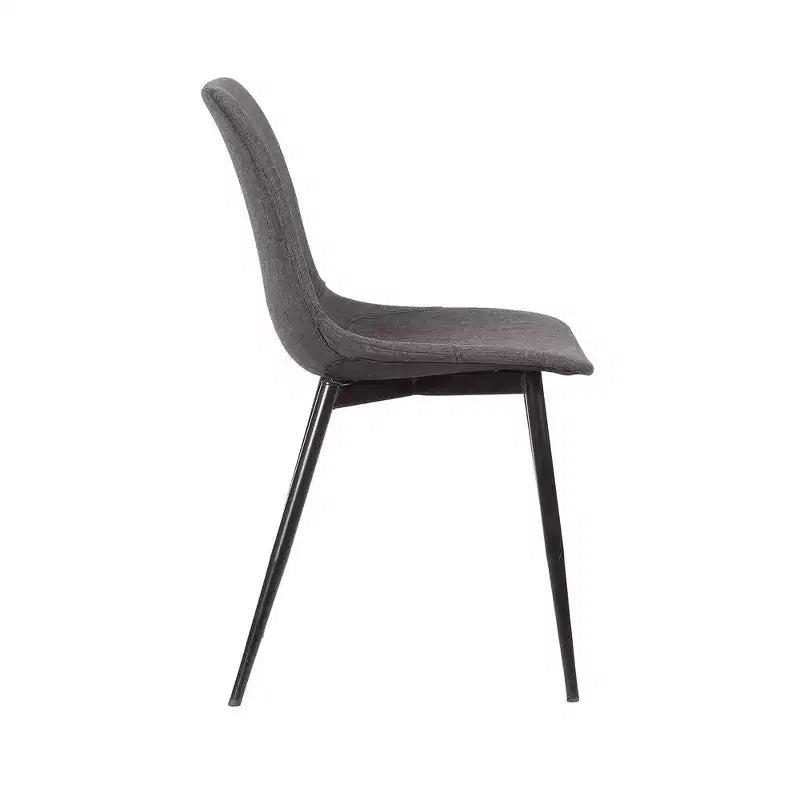 Armen Living,Monte Contemporary Dining Chair in Charcoal Faux Leather with Black Powder Coated Metal Legs